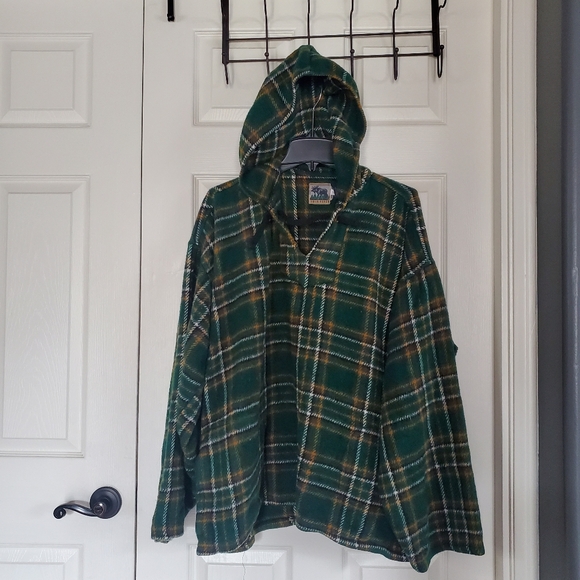 Cabin Fever Plaid Green Pullover Oversized Hoodie With Pockets Size XL Flanel - Picture 1 of 10